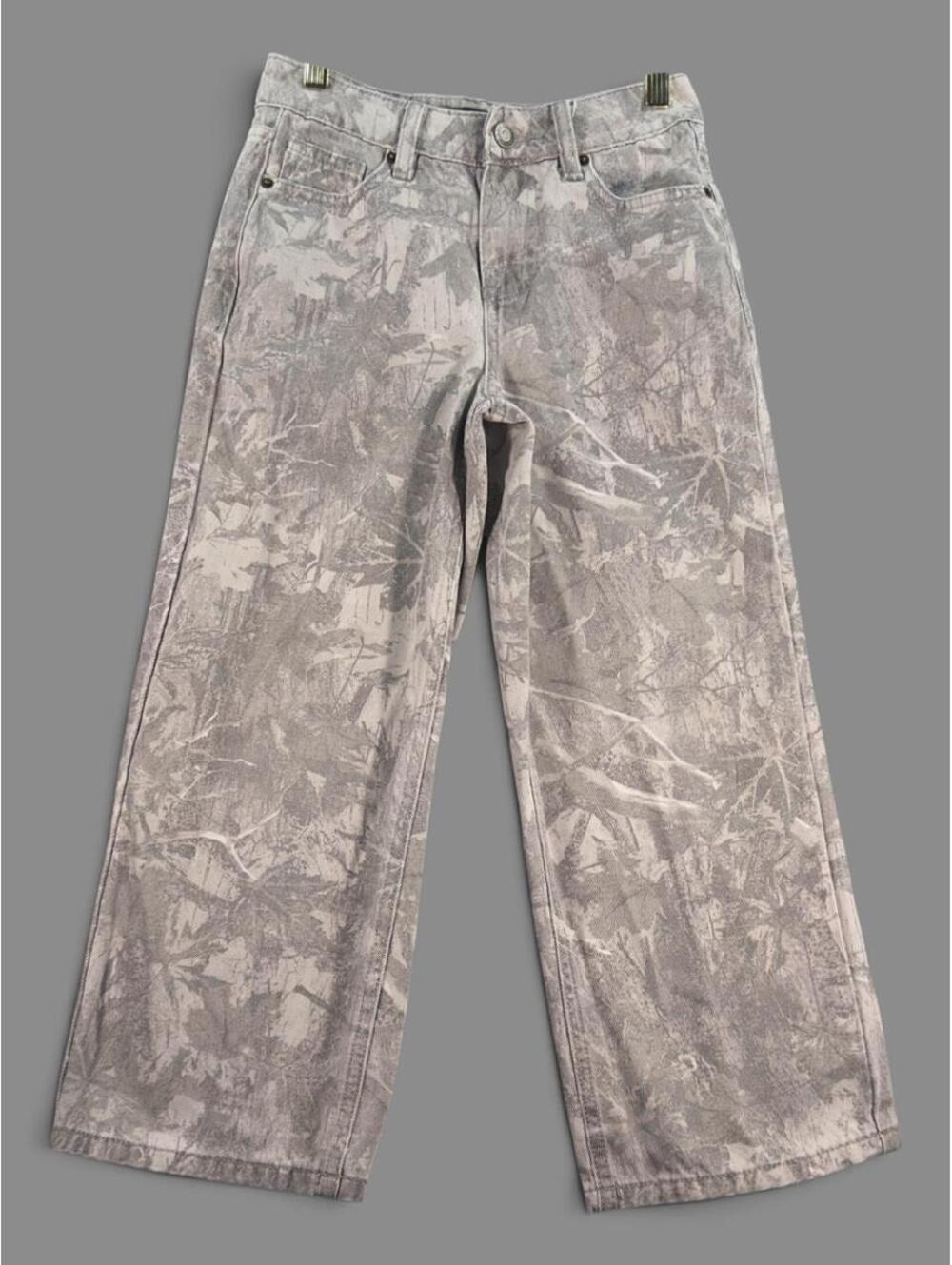 RSQ Women's Baggy Jeans in Gray and Khaki Print, Size 8, Y2K Skater Style